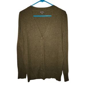 J.Crew Mercantile V-neck boyfriend-style cardigan green yellow button-down front